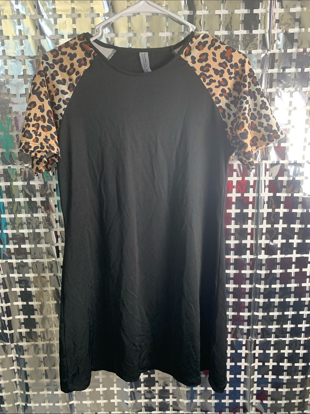 MARINA Black Top with Cheetah Trim